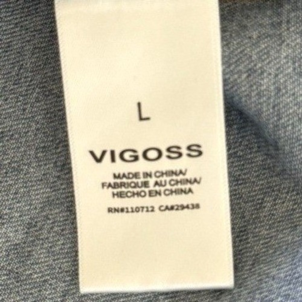 Vigoss Juniors Denim Vest Size L Blue Button Front Sleeveless Jean Top Y2K Indie - Picture 5 of 8